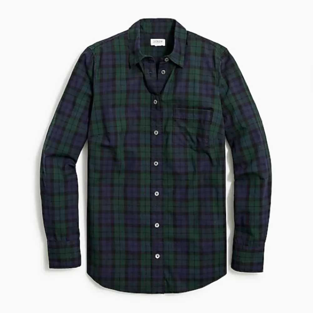 J. Crew Factory Black Watch Plaid Cotton Poplin shirt in Signature Fit - Picture 6 of 11